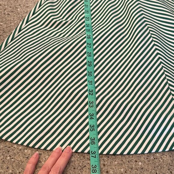 TALBOTS Sleeveless Green & WHite Fit & Flare Chevron Stripe Preppy Midi Dress - Picture 10 of 10